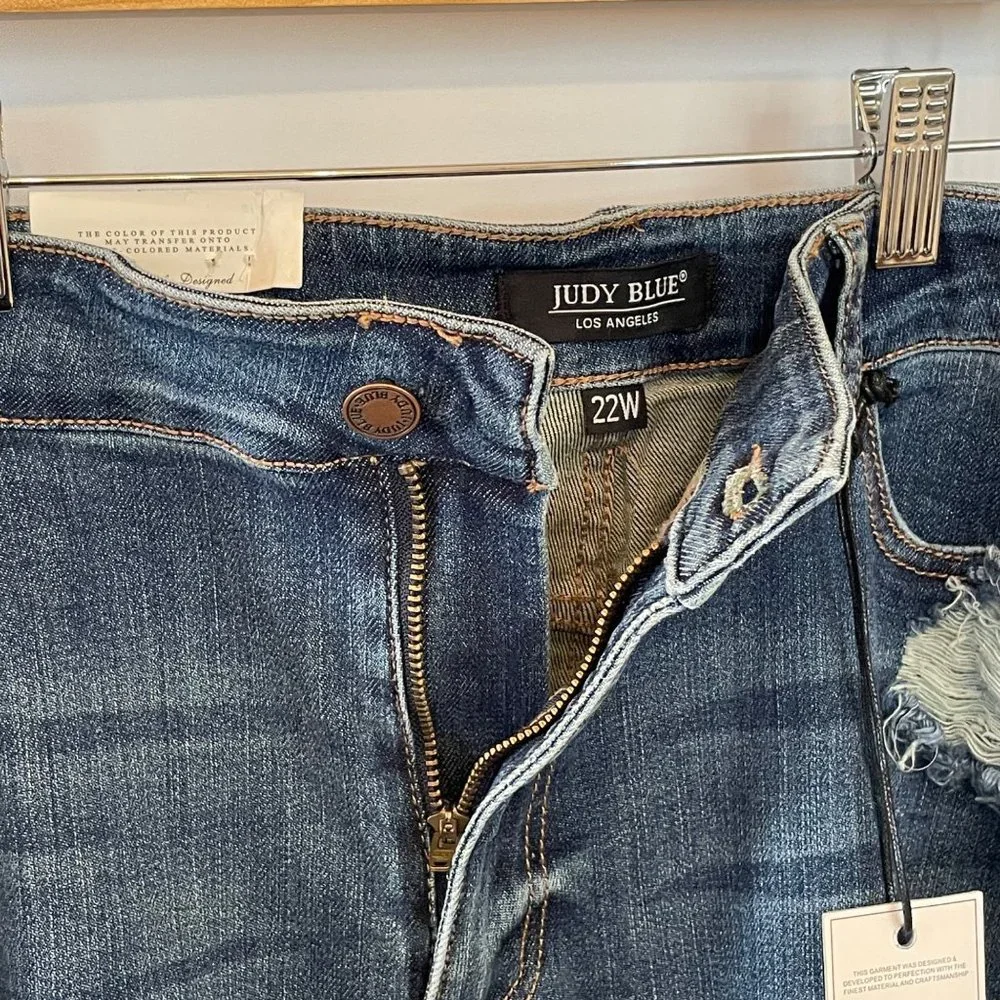 NWT Judy Blue Los Angeles Womens 22W Mid Rise Distressed Skinny Jeans JB88177 - Picture 9 of 16
